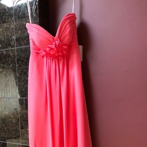 Strapless coral dress